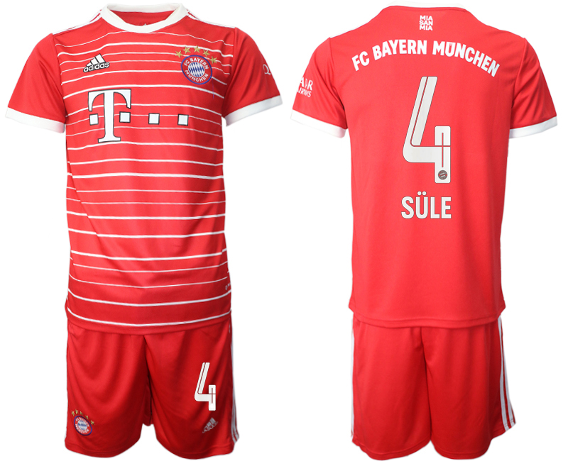 Cheap Men 2022-2023 Club Bayern Munich home Red 4 Adidas Soccer Jersey